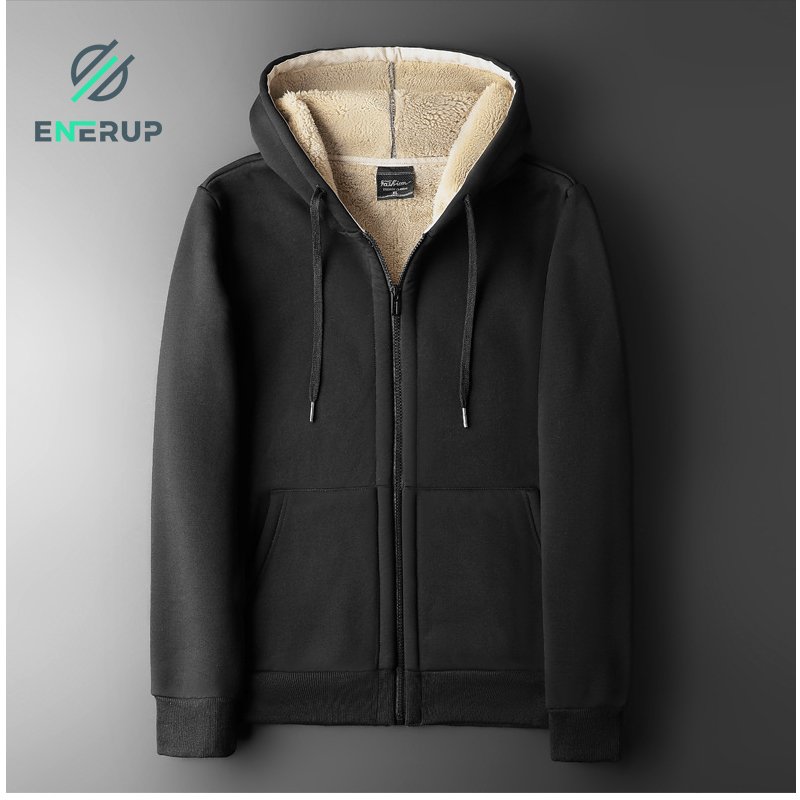Enerup ready to ship hoodie for men fleece sherpa lined jacket zip up sweatshirts heavyweight warm coat winter sweaters