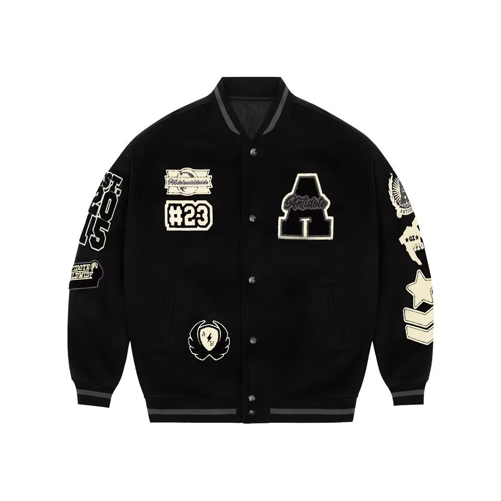 High Quality Men's Street Style Casual Stand Collar Baseball Jacket Winter Loose Embroidered Varsity Jacket For Men