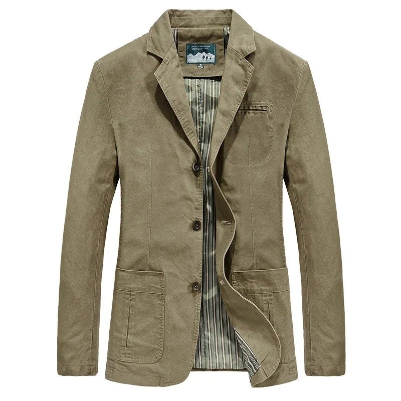 Men's Jacket Lapel Multi-pocket Single-button Suit Jacket Outdoor Spring and Autumn High-quality Business Casual Men's Jacket