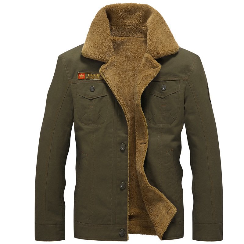 D0802ME46 Wholesale Price Casual Winter Fur Lining Coat Warm Outdoor Plus Size Jacket For Men Sehefashion