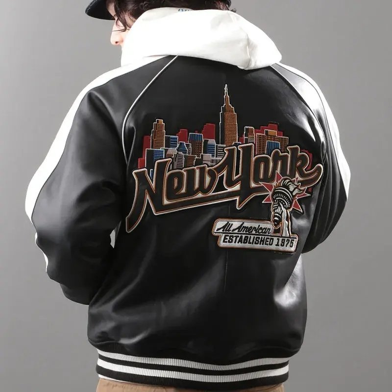 Trendy Custom Winter Vintage School College Black Men'S Jackets & Coat Leather Letterman Bomber Baseball Varsity Jacket