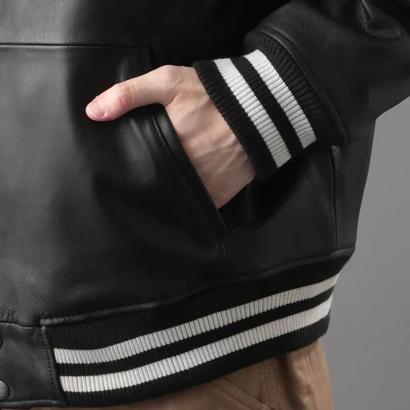 Trendy Custom Winter Vintage School College Black Men'S Jackets & Coat Leather Letterman Bomber Baseball Varsity Jacket