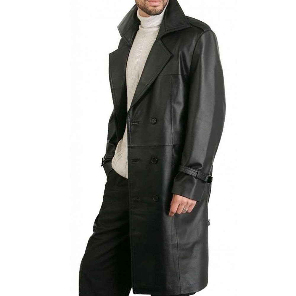 Wholesale Leather Coat Men Long Stand Collar Coats Men's Leather Motorcycle Jackets Outwear Coat