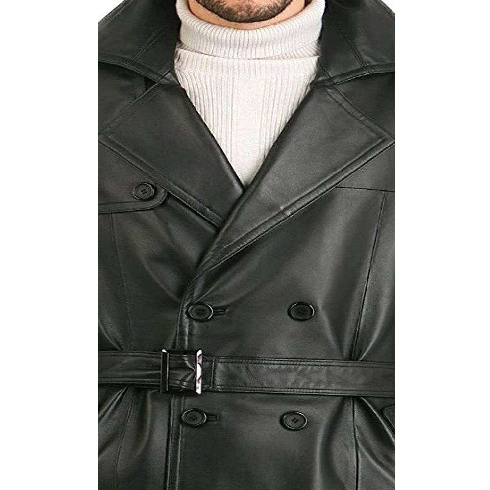 Wholesale Leather Coat Men Long Stand Collar Coats Men's Leather Motorcycle Jackets Outwear Coat
