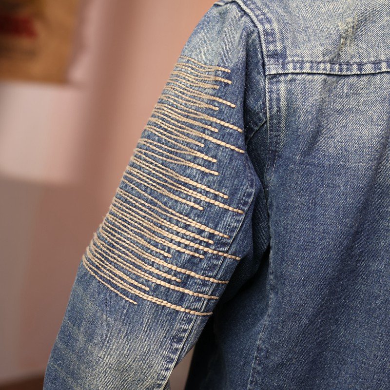 custom high quality fashion fall casual vintage ripped blue man men's jackets denim mens jean jacket