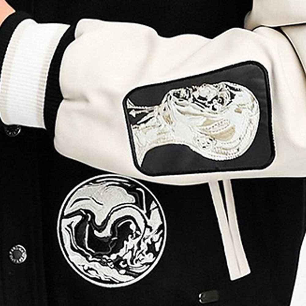 Custom Patchwork Leather Jacket Rhinestone Embroidery Patches Vintage Letterman College Baseball Bomber Varsity Jacket For Men