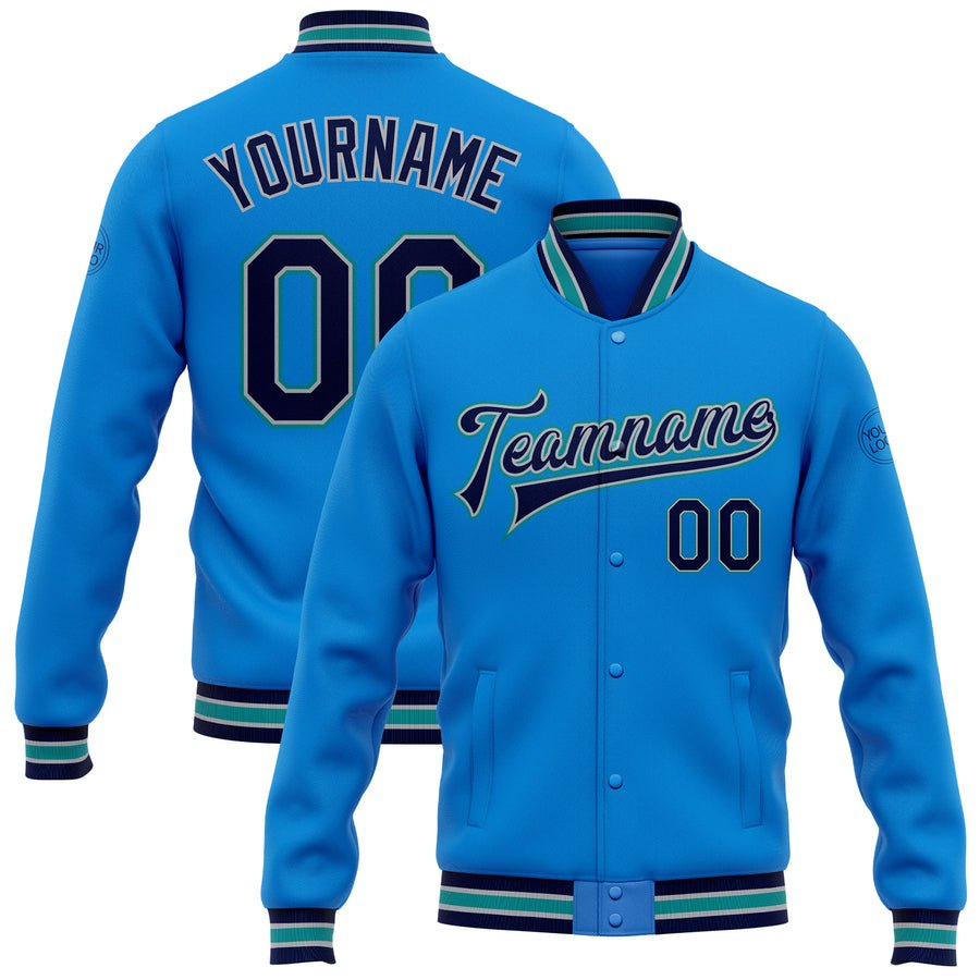 Custom Blue Varsity Jackets Baseball Letterman Clothes Manufacture Button Men's Jackets