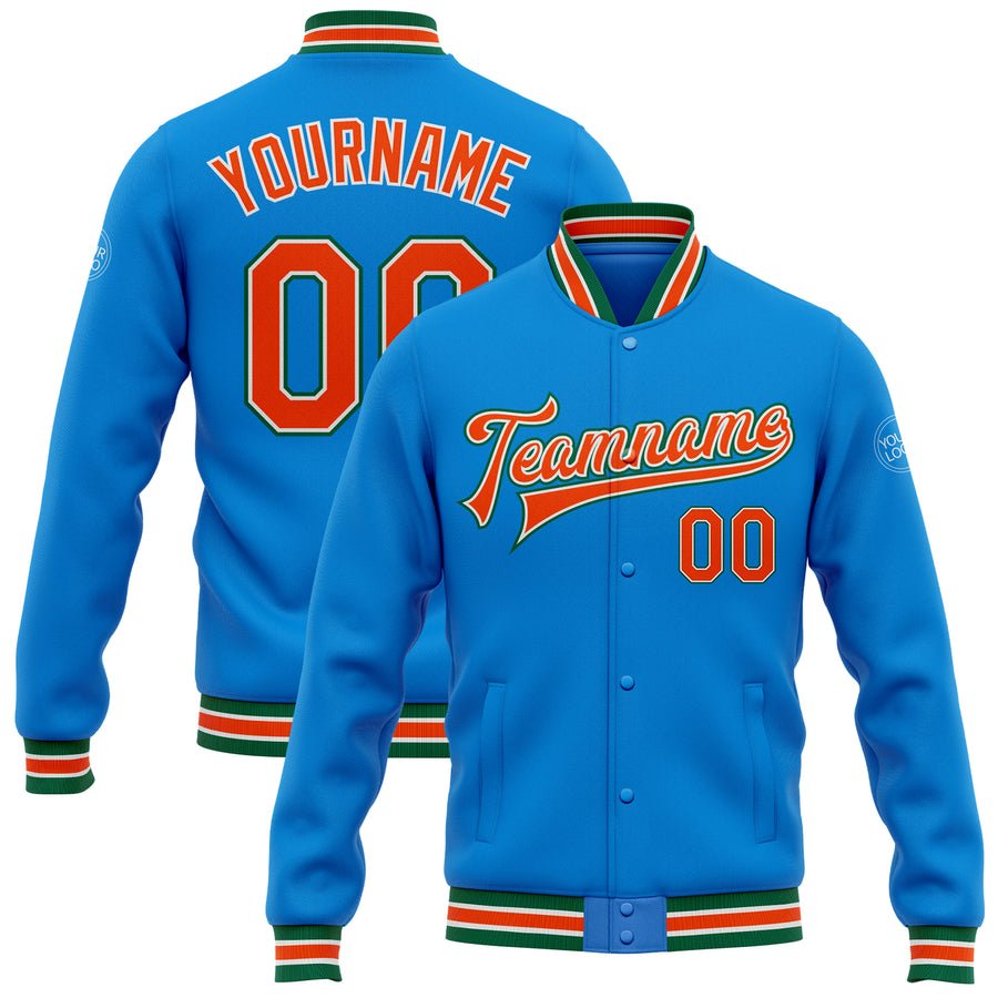 Custom Blue Varsity Jackets Baseball Letterman Clothes Manufacture Button Men's Jackets