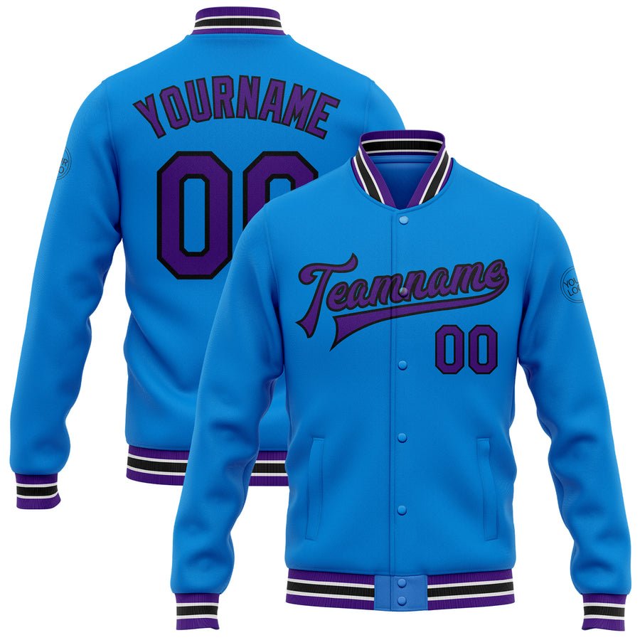 Custom Blue Varsity Jackets Baseball Letterman Clothes Manufacture Button Men's Jackets