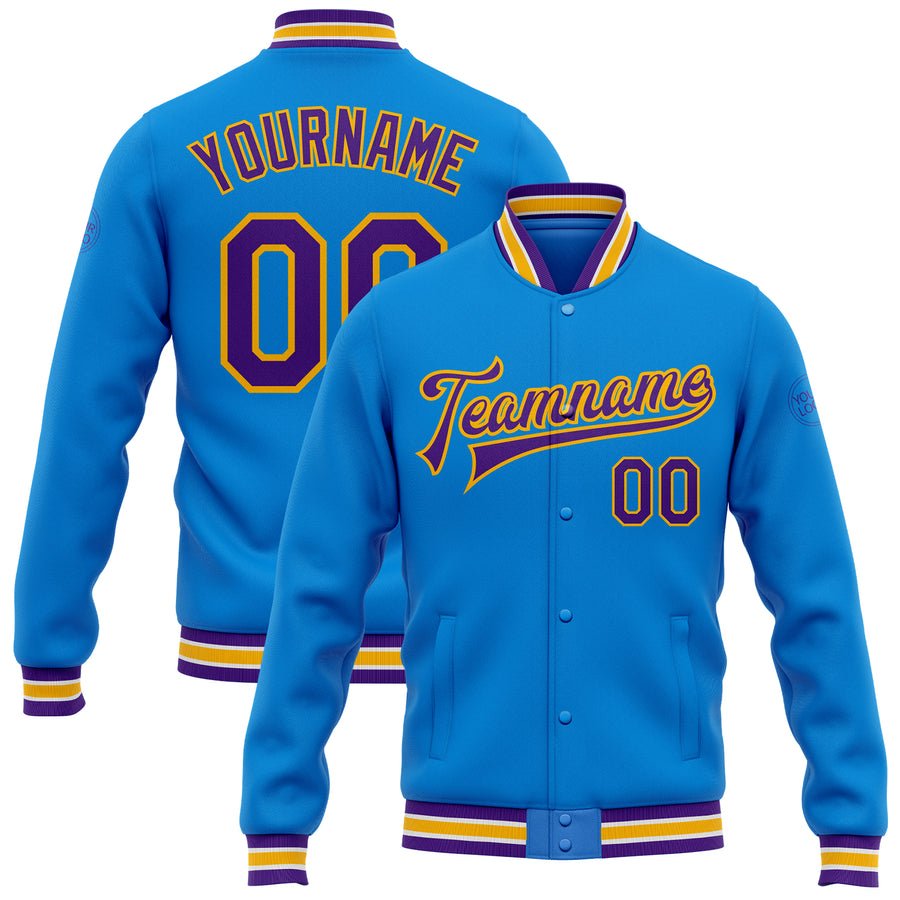 Custom Blue Varsity Jackets Baseball Letterman Clothes Manufacture Button Men's Jackets