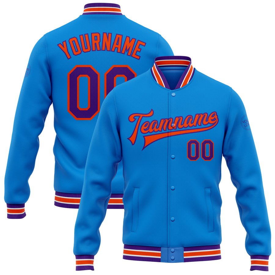 Custom Blue Varsity Jackets Baseball Letterman Clothes Manufacture Button Men's Jackets