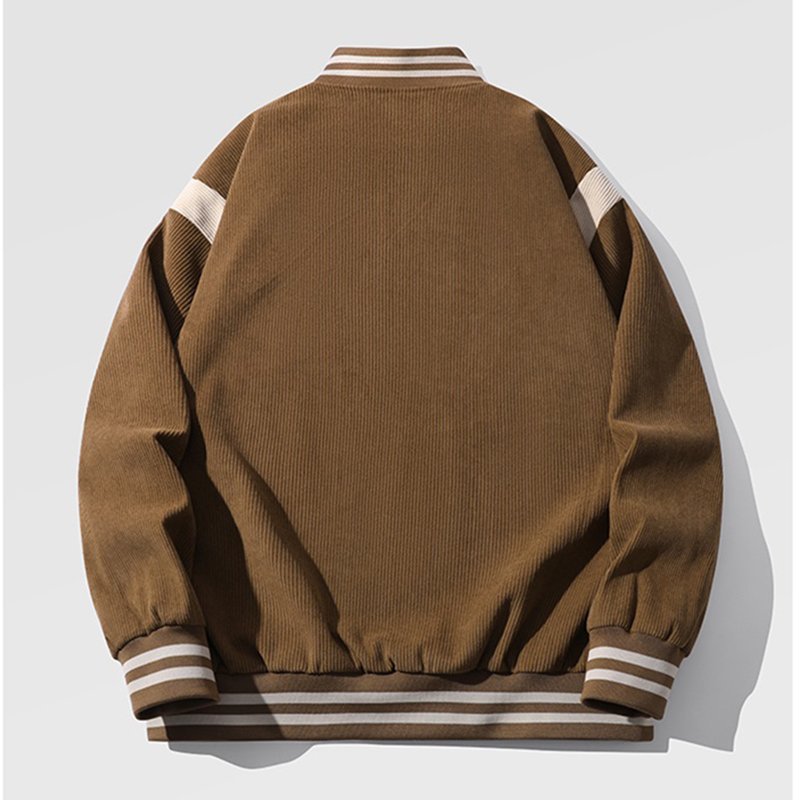 Stock Available Men's Corduroy Embroidery Logo Jacket Casual Exercise Varsity Baseball Bomber Jacket For Men