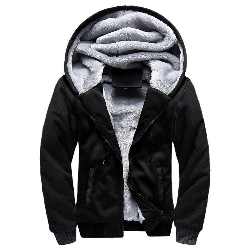 5XL Hot Sale Plus Size Warm Fleece Coats Thick Hoodie Jacket Print Zipper Cotton Men Coat for Winter