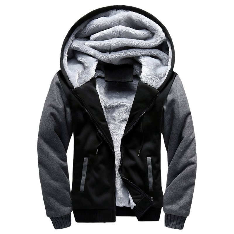 5XL Hot Sale Plus Size Warm Fleece Coats Thick Hoodie Jacket Print Zipper Cotton Men Coat for Winter