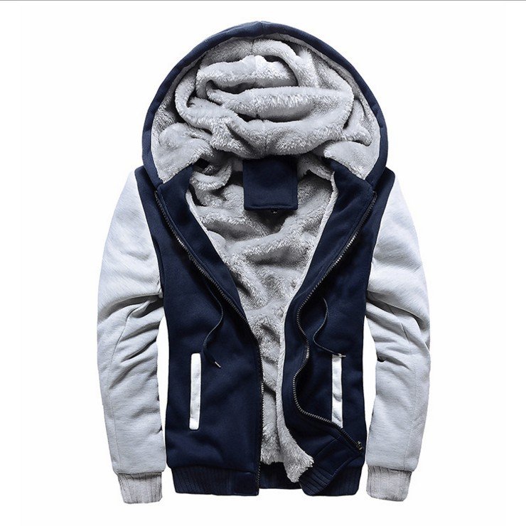 5XL Hot Sale Plus Size Warm Fleece Coats Thick Hoodie Jacket Print Zipper Cotton Men Coat for Winter