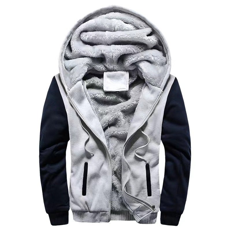 5XL Hot Sale Plus Size Warm Fleece Coats Thick Hoodie Jacket Print Zipper Cotton Men Coat for Winter