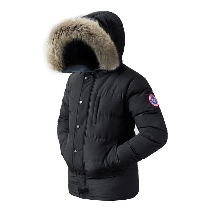 Wholesale Men's Winter Jackets Breathable Outdoor Artificial Fur Collar Embroidery Plus Size Puffer Padded Coat Hood