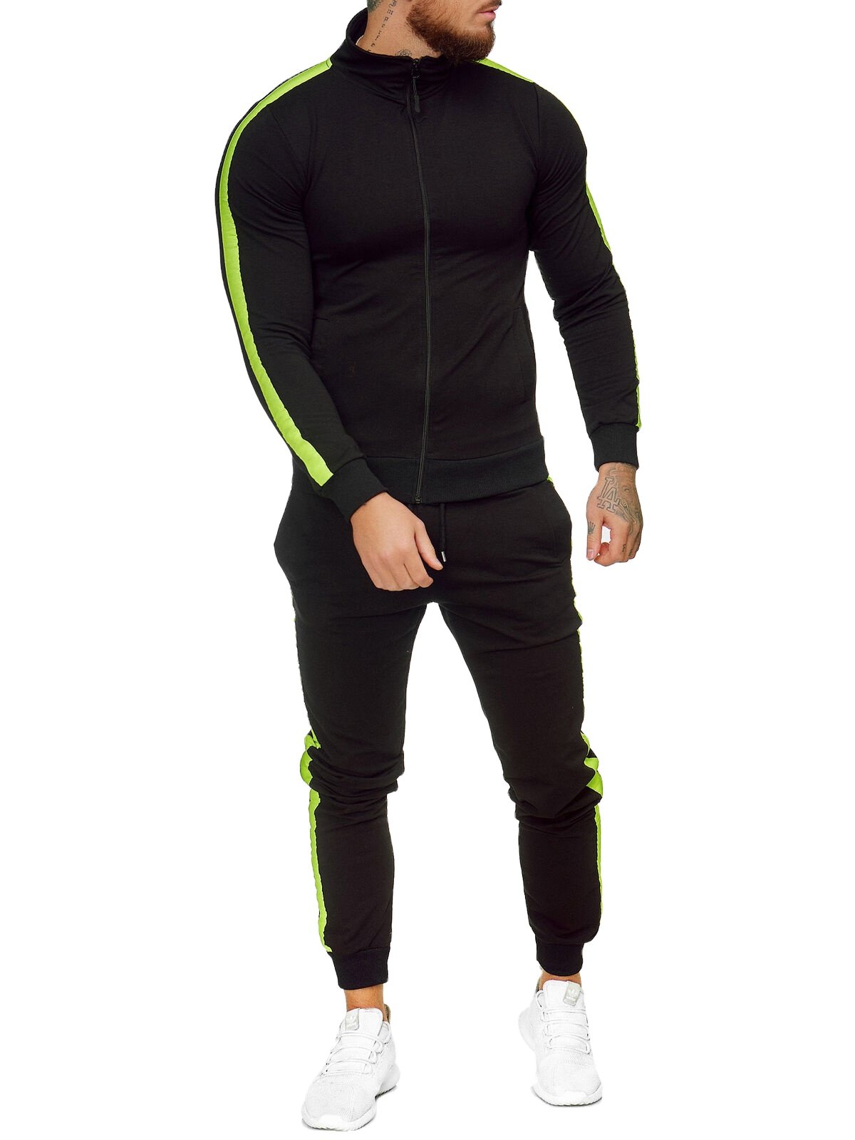 Men's Hooded Tracksuit Sweatsuit Long Sleeve Full-Zip Sweatpants Track Suits Sets Sportswear Active Jackets and Pants