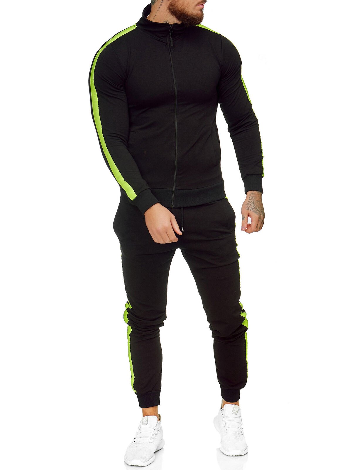 Men's Hooded Tracksuit Sweatsuit Long Sleeve Full-Zip Sweatpants Track Suits Sets Sportswear Active Jackets and Pants