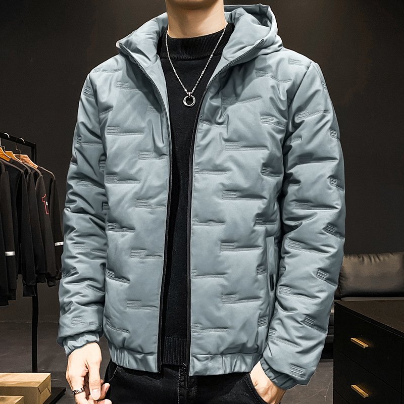 Men's New Autumn and Winter Wear Korean Version Of Casual Hooded Elastic Sleeve Youth Coat Winter Warm Padded Jacket