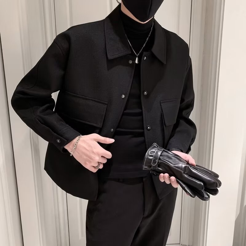 M-3XL New autumn and winter collar woolen coat Men's Korean short slim fit woolen jacket