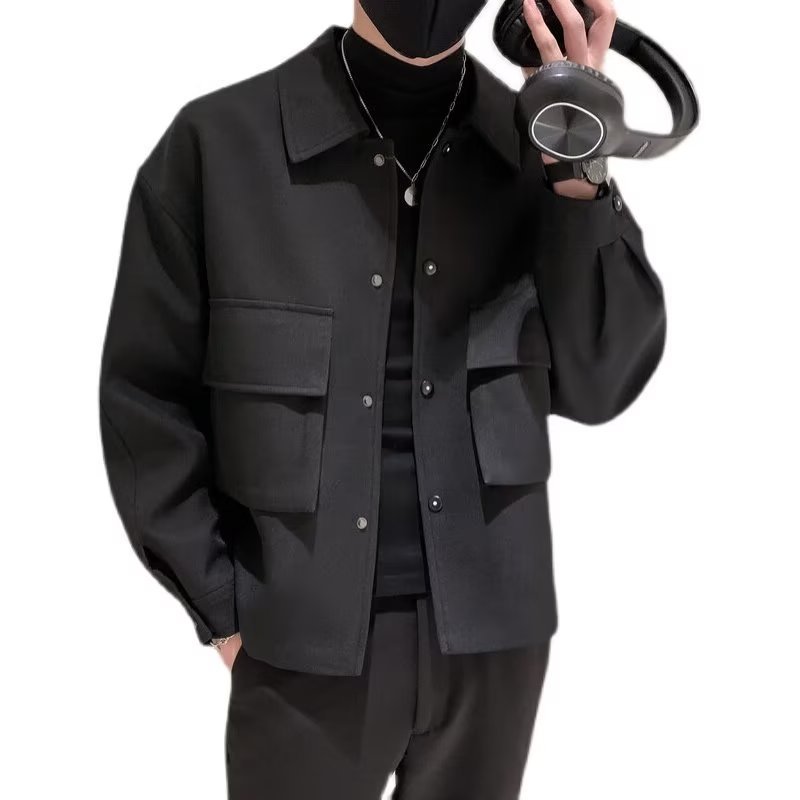 M-3XL New autumn and winter collar woolen coat Men's Korean short slim fit woolen jacket