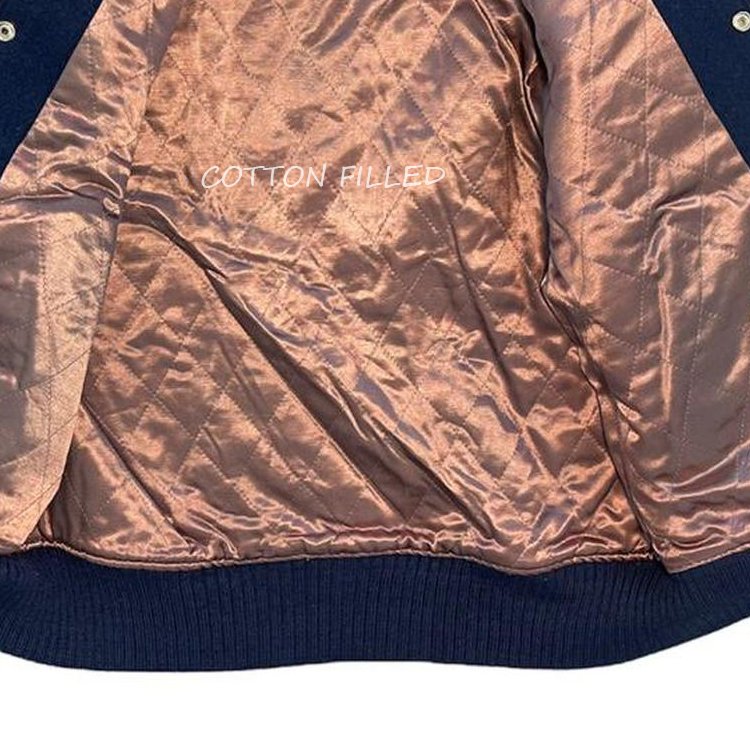factory cotton filled heavyweight lined patchwork embroidery letterman jacket men custom varsity jacket with leather sleeves