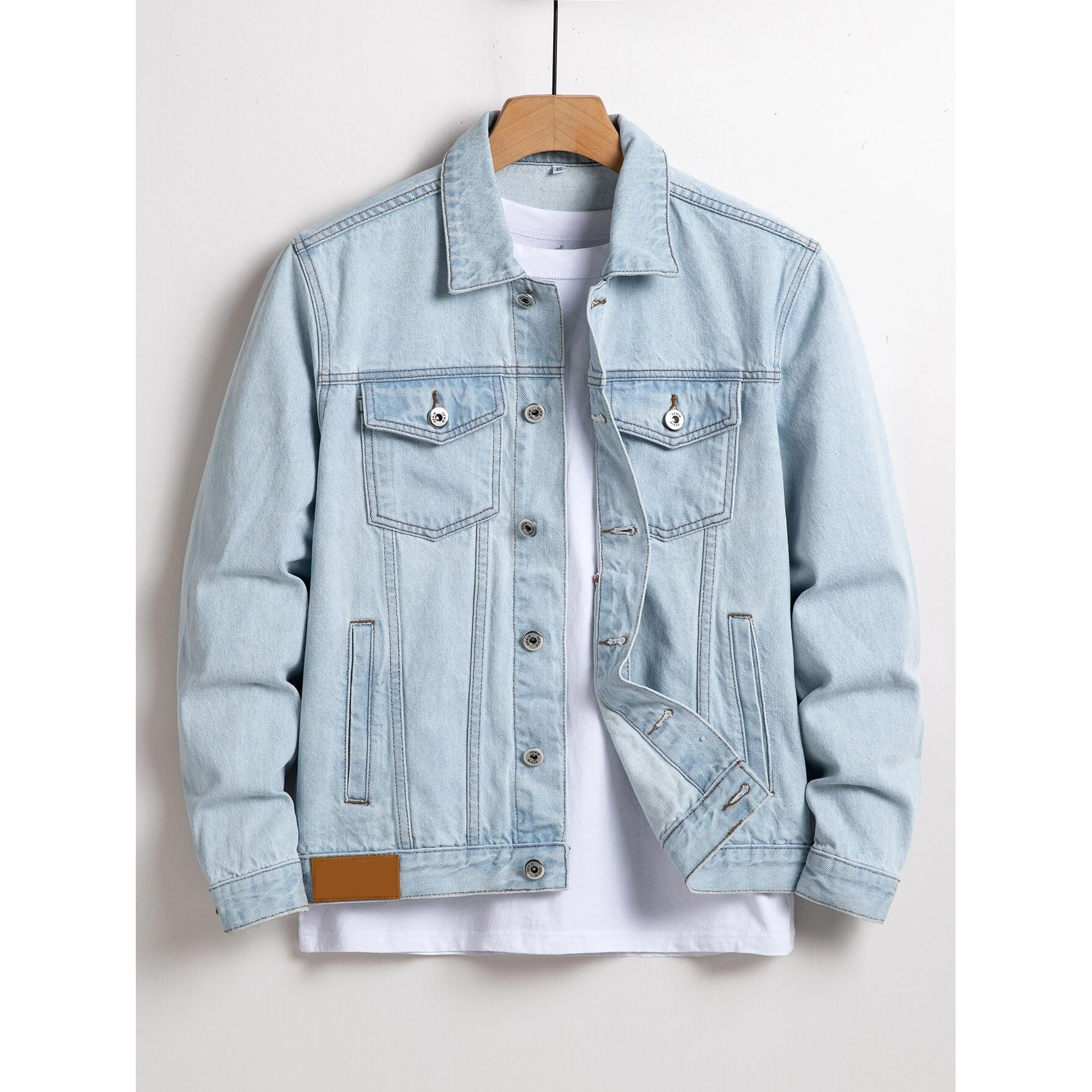 Comfortable Men's Light Blue Denim Jacket Blue Jacket With Pockets for Men