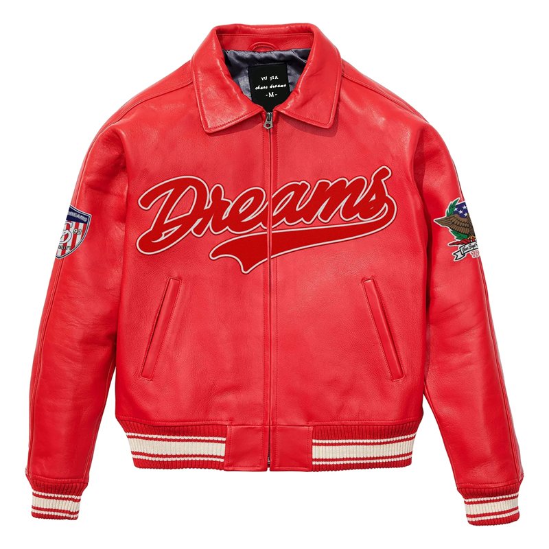 Stylish Men's Winter Jacket Genuine Leather Waterproof Manufacturer's Custom Embroidered Chenille Patch Varsity Letterman Style