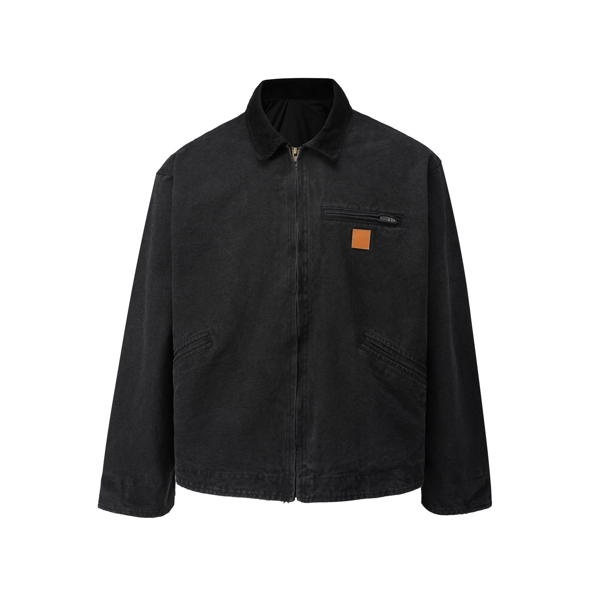 OEM High quality brand stock drop shipping model fashion work plus size custom canvas jacket for men stylish denim men jacket