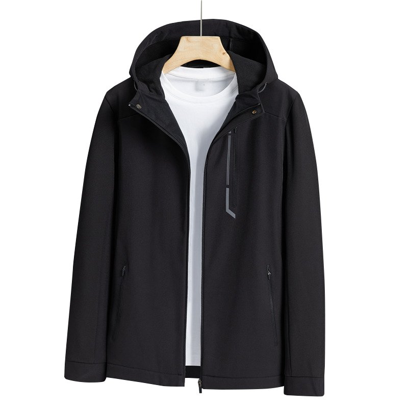 Autumn Winter Softshell Men's Laser Zipper Pocket Coat Water Repellent Outdoor Hiking & Camping Jackets with Fleece Lining Mens