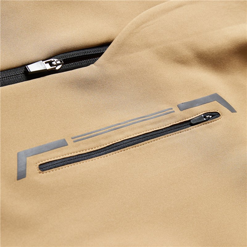 Autumn Winter Softshell Men's Laser Zipper Pocket Coat Water Repellent Outdoor Hiking & Camping Jackets with Fleece Lining Mens