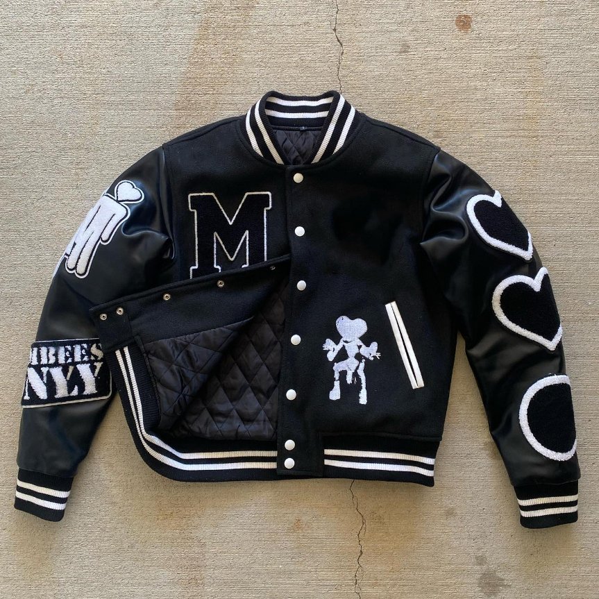 Chenille Letter Embroidery Patches Custom Logo College Leather Sleeve Blue Wool Varsity Bomber Baseball Letterman Jacket Man