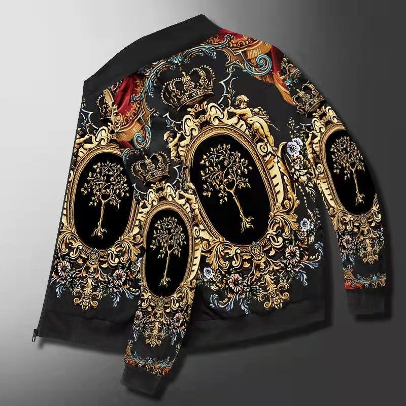 High Quality Casual Moto Zip up Thick Plus Size Vintage Motorcycle Printed Jacket for Men