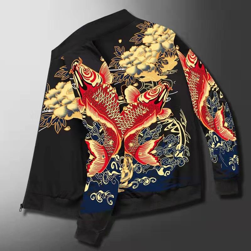 High Quality Casual Moto Zip up Thick Plus Size Vintage Motorcycle Printed Jacket for Men