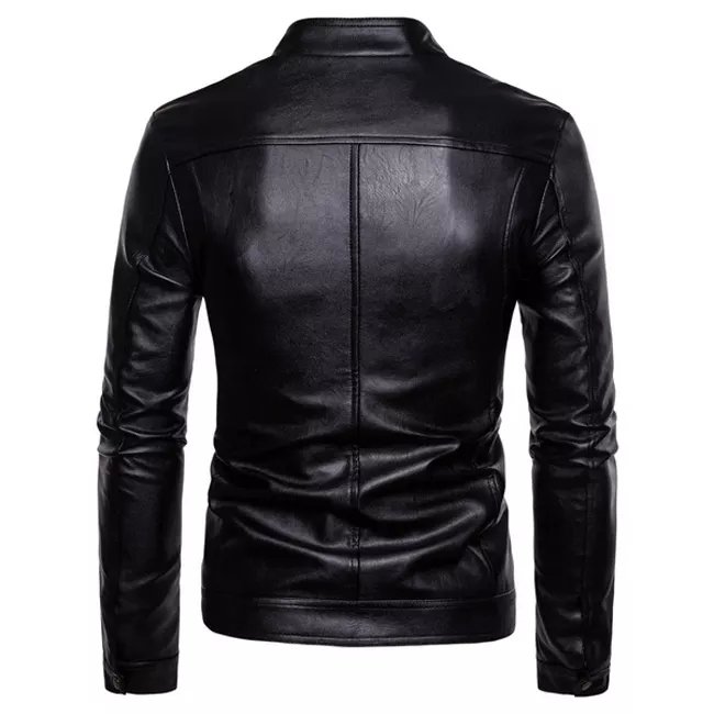Casual Style Top Quality Men Stylish Leather Jacket Breathable best design wind proof Men Leather Jacket Solid black color