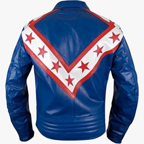 2023 Hot Selling Royal Blue Evel Knievel Tribute Leather Jacket Varsity Biker Style Custom Logo New Condition down Fabric