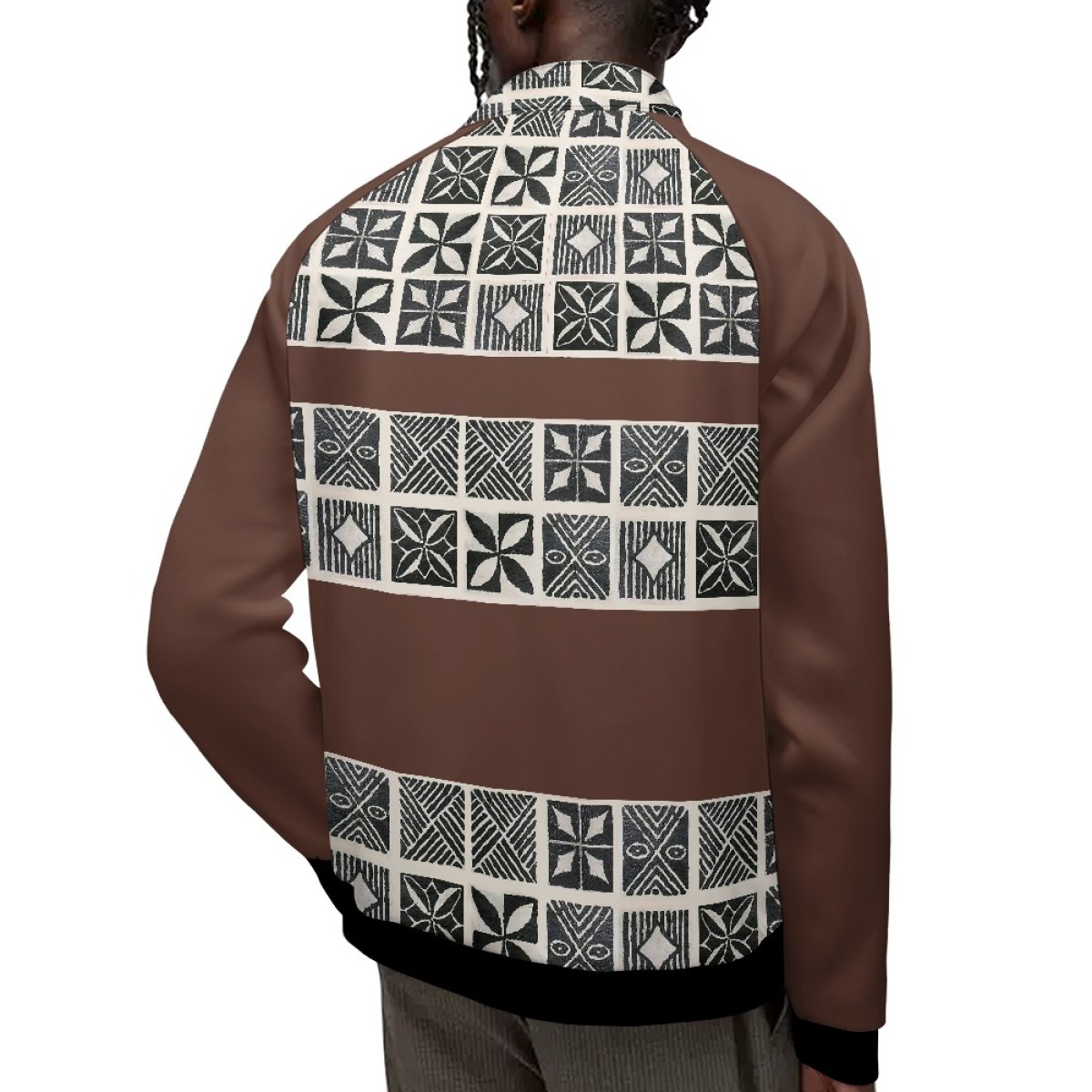 Wholesale Casual Jacket All Over Print Polynesian Tribal Full Zipper Men's Stand Collar Raglan Sweatshirt lightweight Jackets