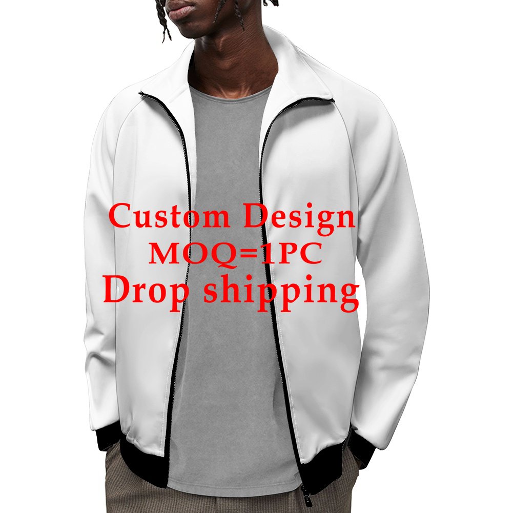 Wholesale Casual Jacket All Over Print Polynesian Tribal Full Zipper Men's Stand Collar Raglan Sweatshirt lightweight Jackets