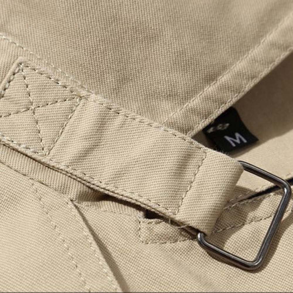 Spring and Autumn Cotton Washed Men's Lapel Jacket Casual Long Trench Coat Men's Jacket