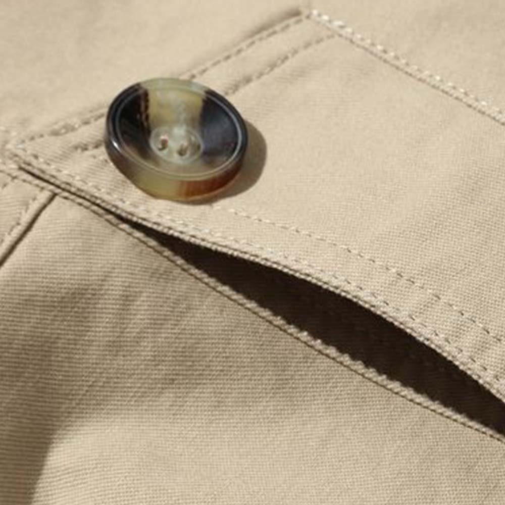 Spring and Autumn Cotton Washed Men's Lapel Jacket Casual Long Trench Coat Men's Jacket
