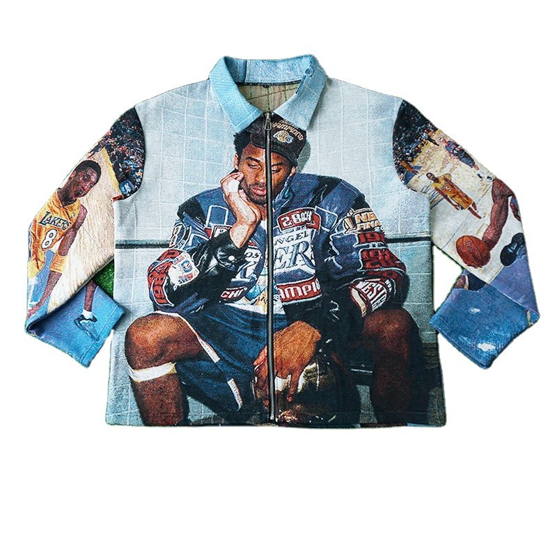 Fashion Designer Tapestry Jacket for men Streetwear Men's Clothing Plus size Men's Zip Up Tapestry Clothes