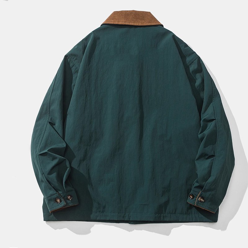 Custom High Quality Men's Jackets & Coats Vintage Oversize Classic Plaid Lining Corduroy Collar Loose Cargo Work Jacket For Men