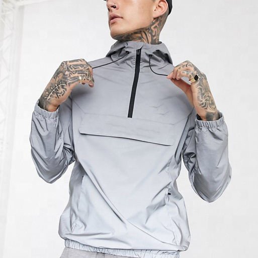 Custom Unisex 3m Reflective Half-Zip Jacket Men's Windbreaker Jacket Stylish Windbreaker Jacket