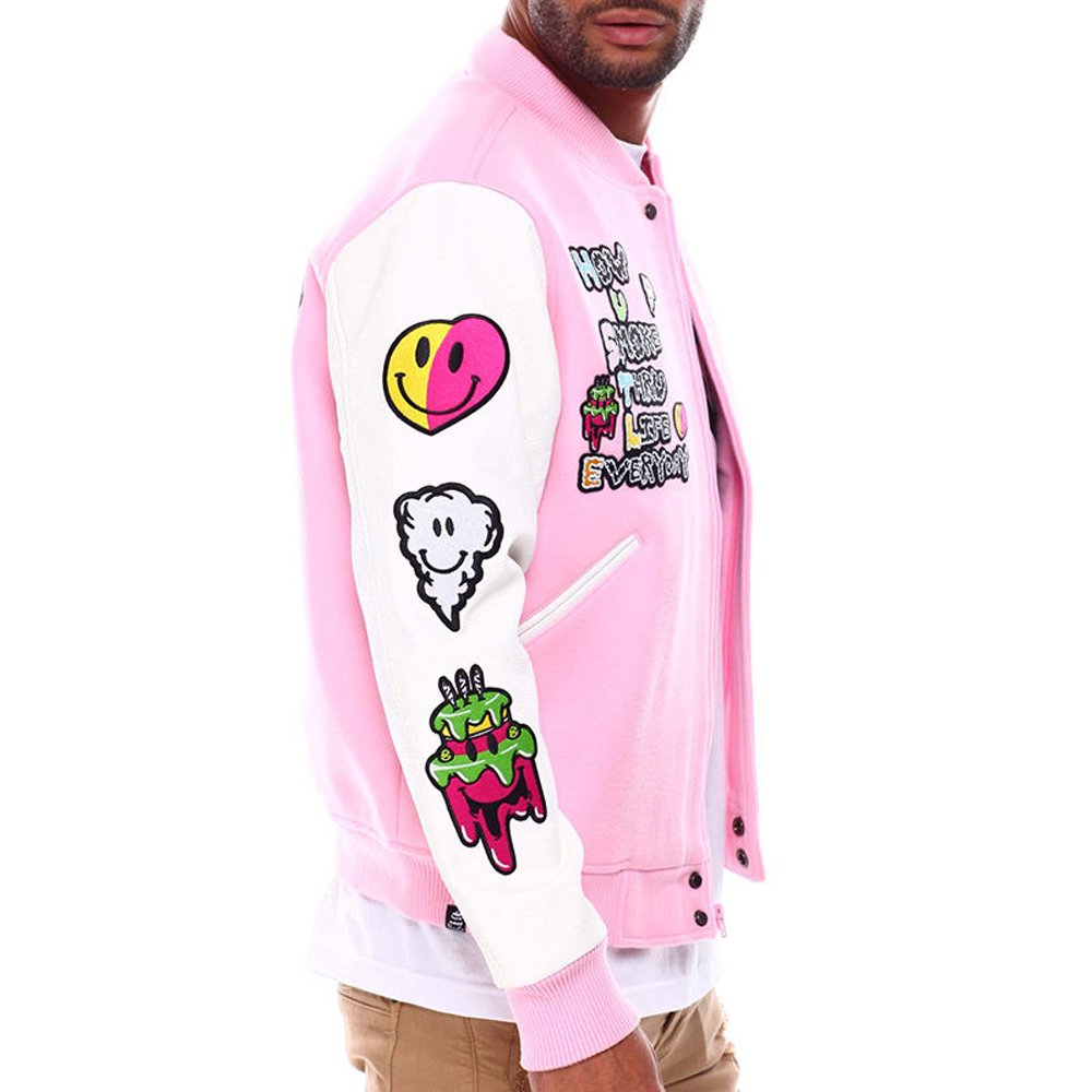 Customized Chenille Embroidery 100 % genuine Wool Leather Jacket High Quality Varsity Patches Letterman Jacket