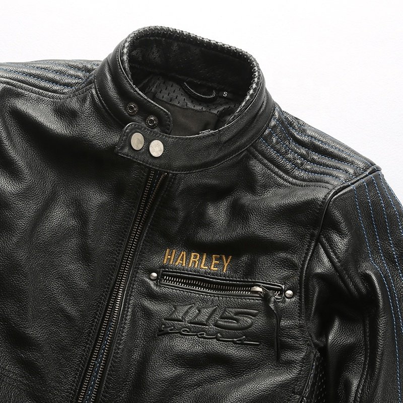 Wholesale Embroidered protective gear Plus Size Moto & Biker Classic Fashion Men's cowhide Leather jackets
