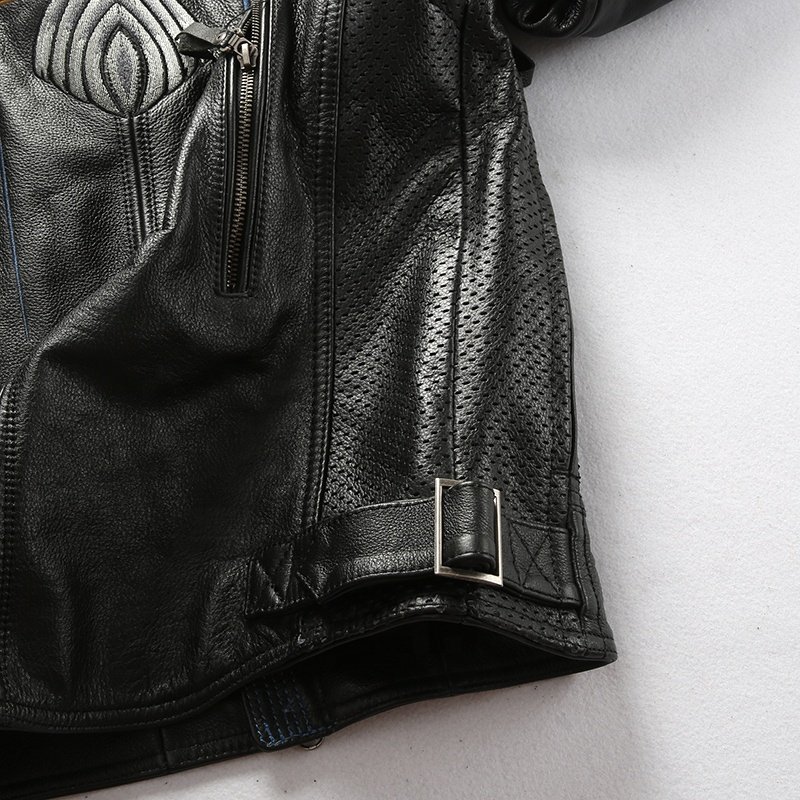 Wholesale Embroidered protective gear Plus Size Moto & Biker Classic Fashion Men's cowhide Leather jackets