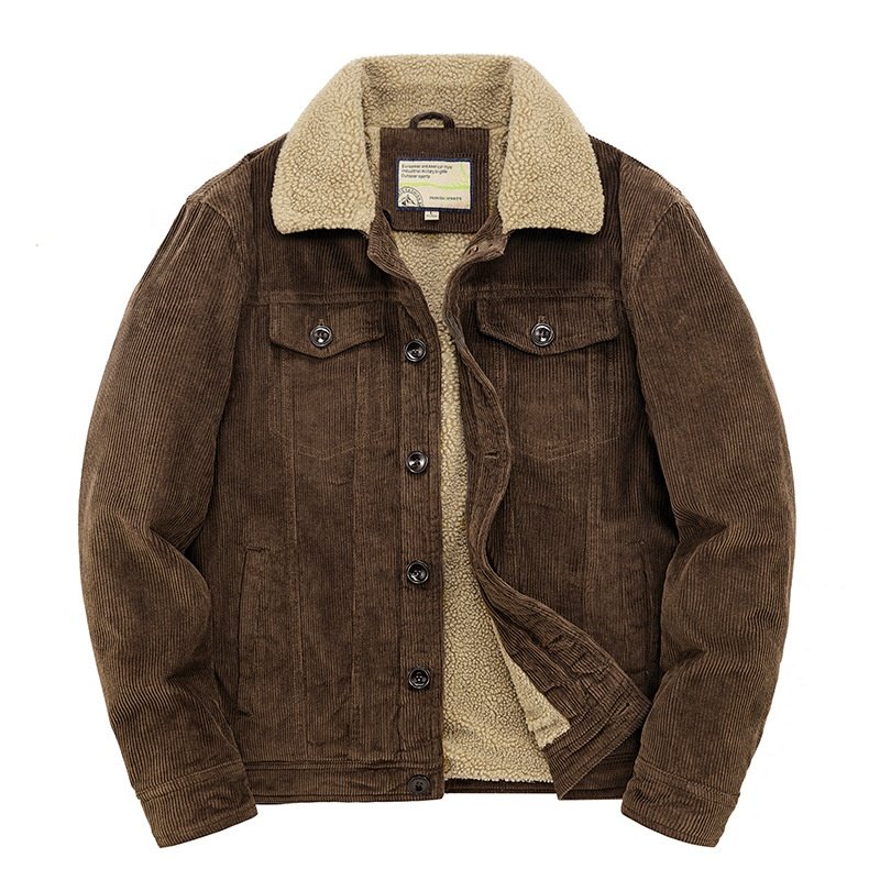 Men's winter jacket cotton lapel wool fleece lining short oversized thickened men's jacket