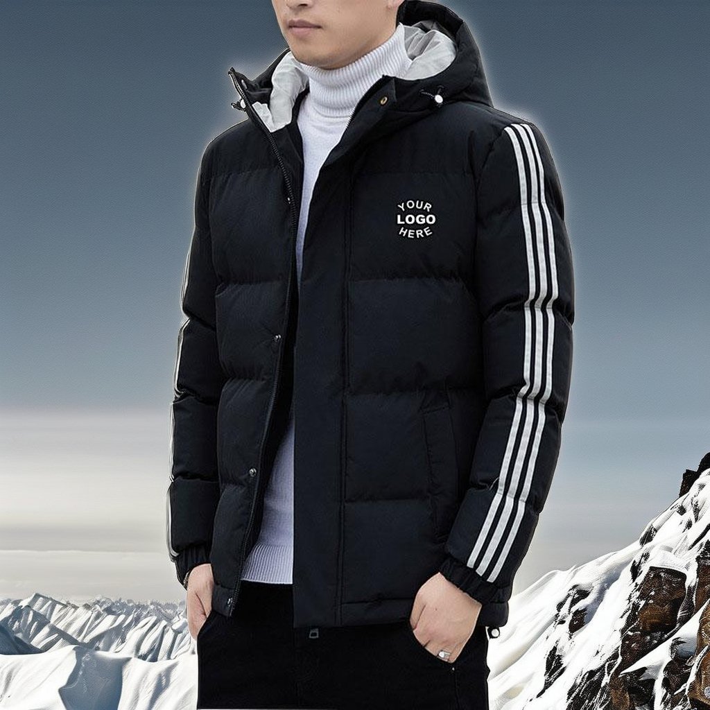 High Quality Men's Stylish Custom Winter Hood Casual Style Bomber Coat Zip Windbreaker Functionality Puffer Jacket For Men