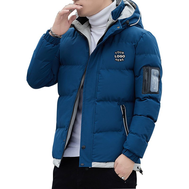 High Quality Men's Stylish Custom Winter Hood Casual Style Bomber Coat Zip Windbreaker Functionality Puffer Jacket For Men